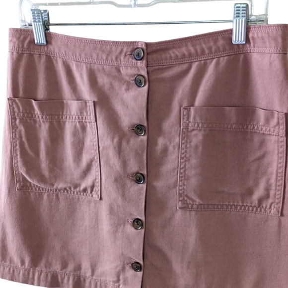 Old Navy Skirt Dusty Pink Peach Sz 10 Button Down Shirt Cotton Above Knee Casual - Picture 2 of 4